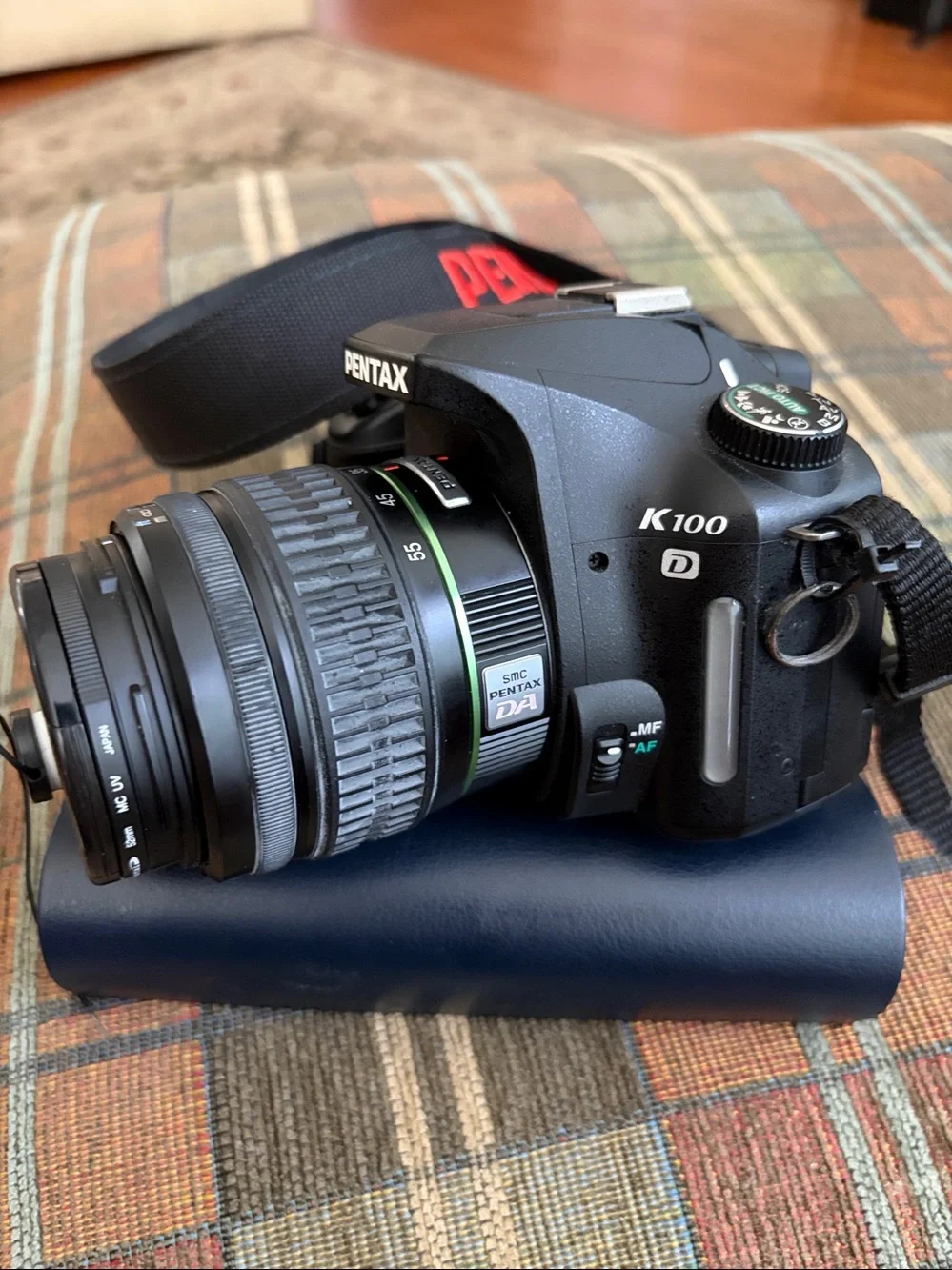 Pentax K 100 DDSLR camera plus original Pentax 18–55 mm kit lens. Tested working